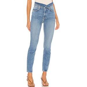 GRLFRND Skinny Leg High Rise Foldover Waist Nadine Jeans In Now You Know Size 27
